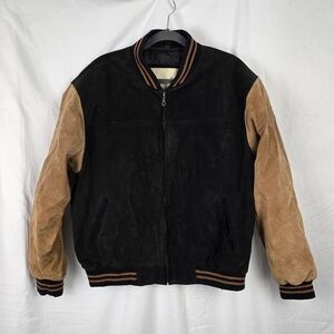 Autumn Trails Genuine Suede Leather Varsity Bomber Jacket Quilted Men's sz M